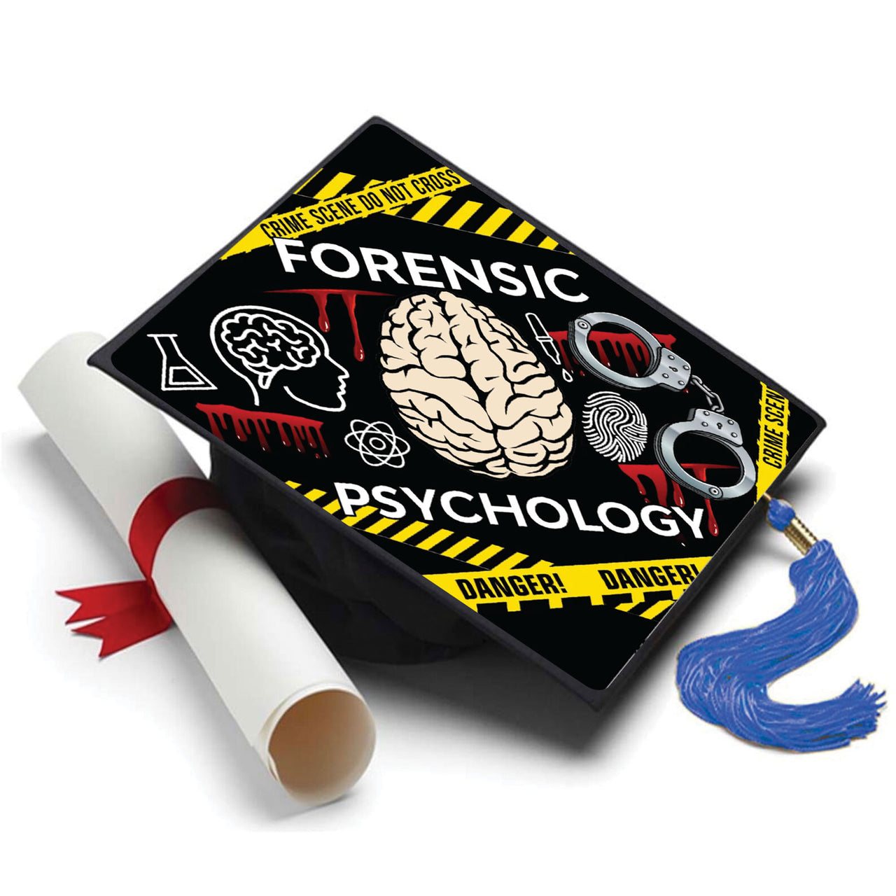 Forensic Psychology Grad Cap Tassel Topper - Tassel Toppers - Professionally Decorated Grad Caps