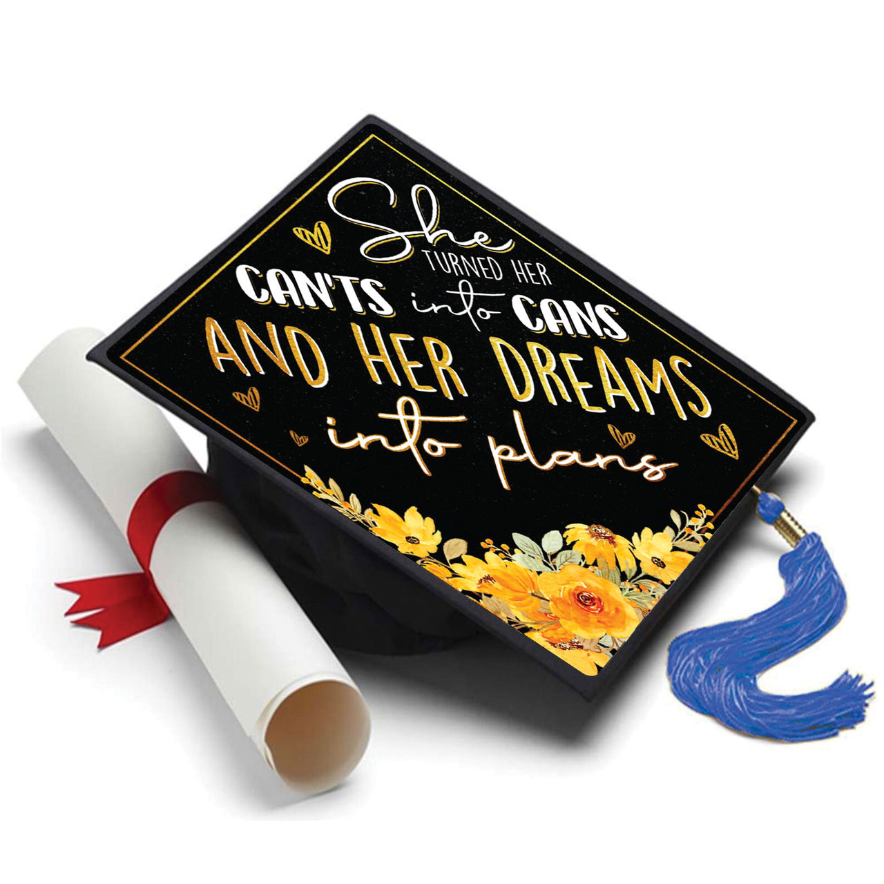 Can't Into Cans Grad Cap Topper - Tassel Toppers - Professionally Decorated Grad Caps