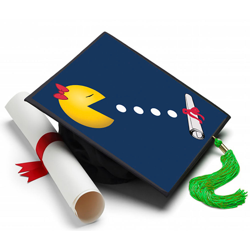 Pac Man - Ms. Grad Cap Tassel Topper - Tassel Toppers - Professionally Decorated Grad Caps