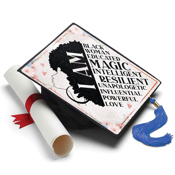 Black Woman Magic Grad Cap Topper - Tassel Toppers - Professionally Decorated Grad Caps