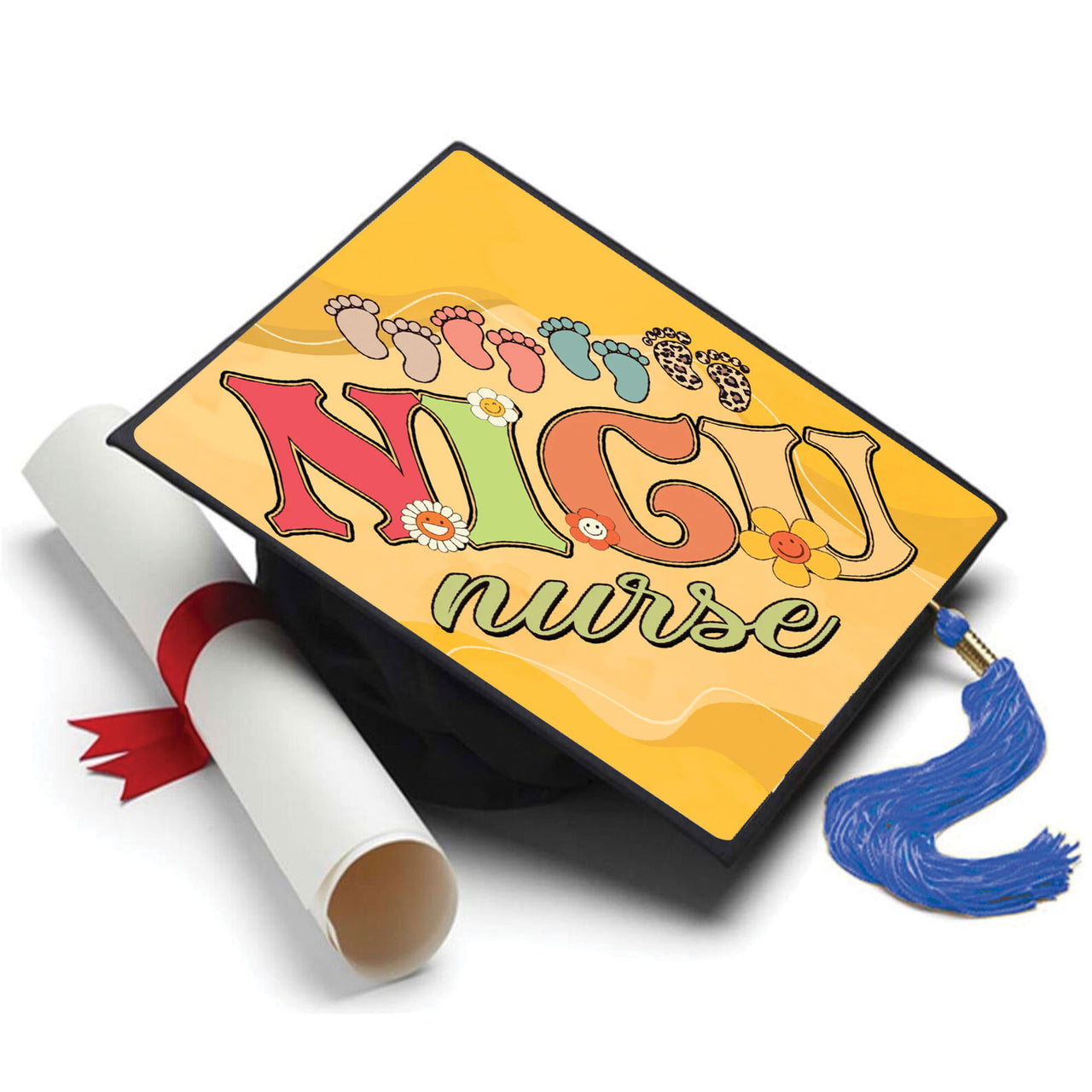 NICU Nurse, Nursing Grad Cap Topper - Tassel Toppers - Professionally Decorated Grad Caps