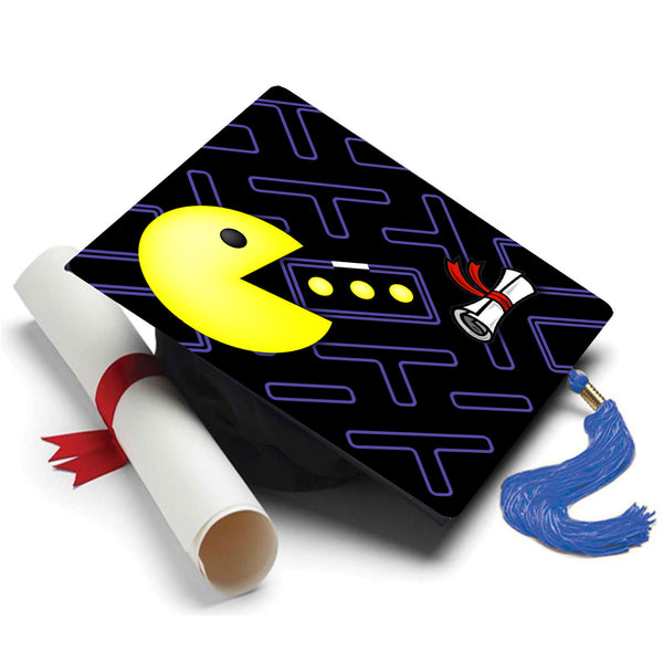 Pac Man Grad Cap Tassel Topper - Tassel Toppers - Professionally Decorated Grad Caps