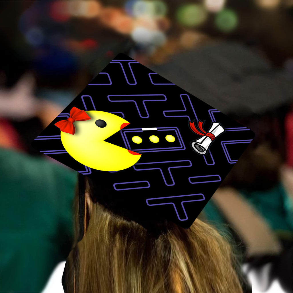 Pac Man - Ms. Grad Cap Tassel Topper - Tassel Toppers - Professionally Decorated Grad Caps