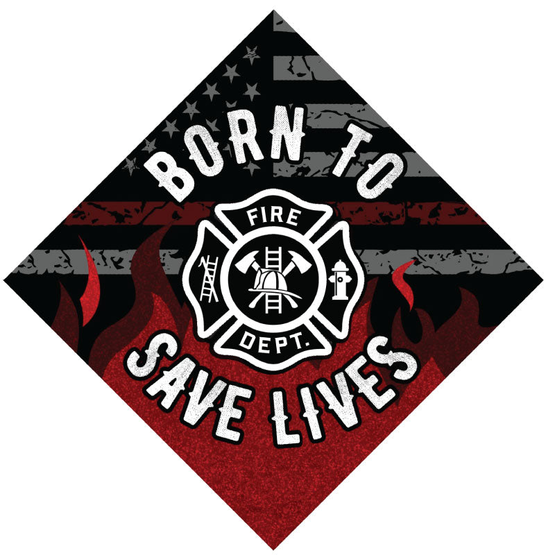 Born to Save Lives Grad Cap Topper, Firefighter Grad Hat - Tassel Toppers - Professionally Decorated Grad Caps