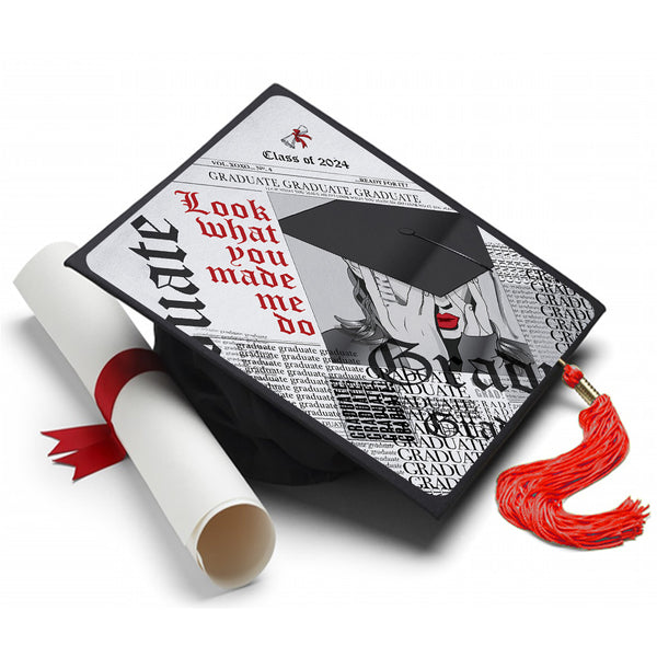 Taylor Swift - Look What You Made Me Do - Grad Cap Tassel Topper - Tassel Toppers - Professionally Decorated Grad Caps