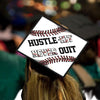 Baseball Theme Grad Cap Topper, Hustle Hit Never Quit, Class of 2026, Graduation Gifts - Tassel Toppers - Professionally Decorated Grad Caps