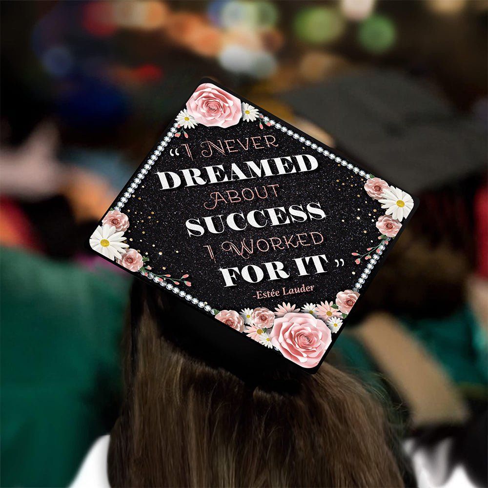 Dreamed About Success Grad Cap Tassel Topper, Class of 2026, Graduation Gifts - Tassel Toppers - Professionally Decorated Grad Caps