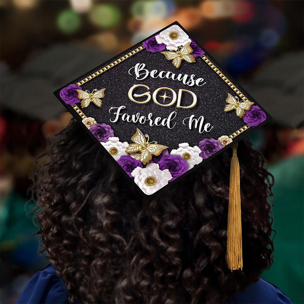 God Favored Me - Grad Cap Tassel Topper, Class of 2026, Graduation Gifts - Tassel Toppers - Professionally Decorated Grad Caps