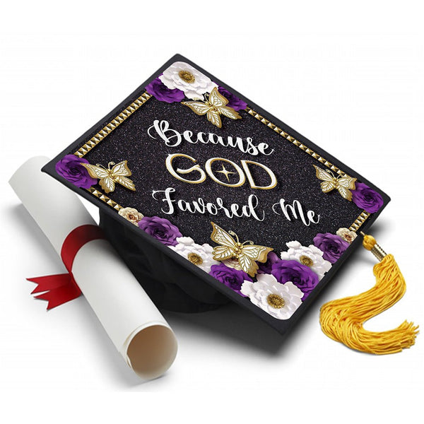 God Favored Me - Grad Cap Tassel Topper, Class of 2026, Graduation Gifts - Tassel Toppers - Professionally Decorated Grad Caps