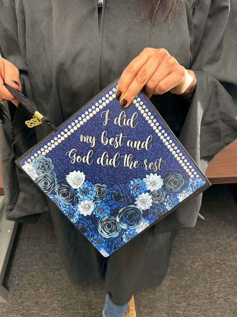 I Did My Best and God Did the Rest Grad Cap Topper, Class of 2026, Graduation Gifts - Tassel Toppers - Professionally Decorated Grad Caps