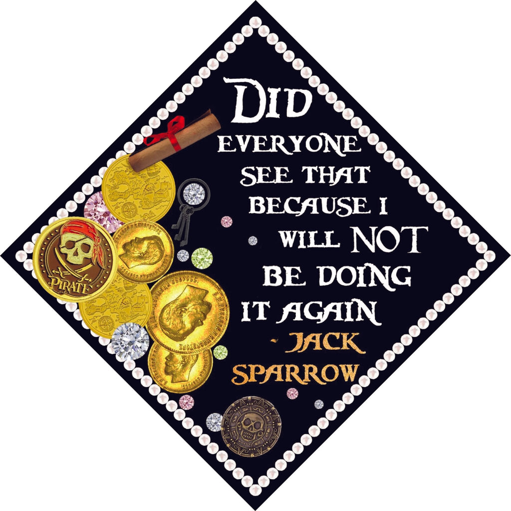 Jack Sparrow Pirates of the Caribbean Cap Topper, Class of 2026, Graduation Gifts - Tassel Toppers - Professionally Decorated Grad Caps