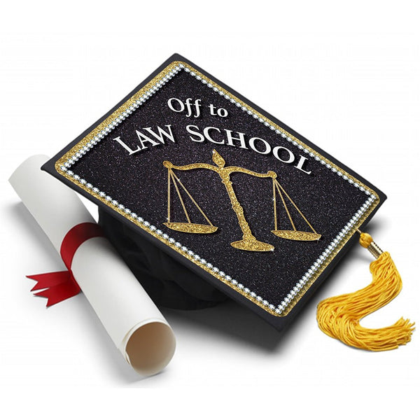 Law School Grad Cap Tassel Topper, Class of 2026, Graduation Gifts - Tassel Toppers - Professionally Decorated Grad Caps