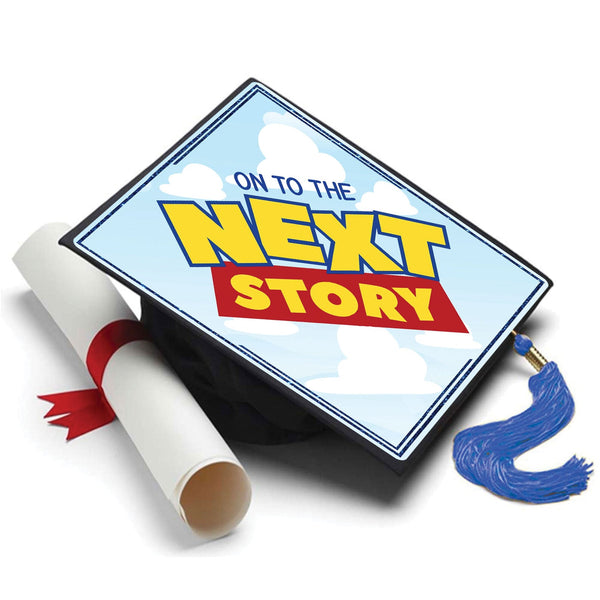 On To the Next Story Grad Cap Tassel Topper, Class of 2026, Graduation Gifts - Tassel Toppers - Professionally Decorated Grad Caps