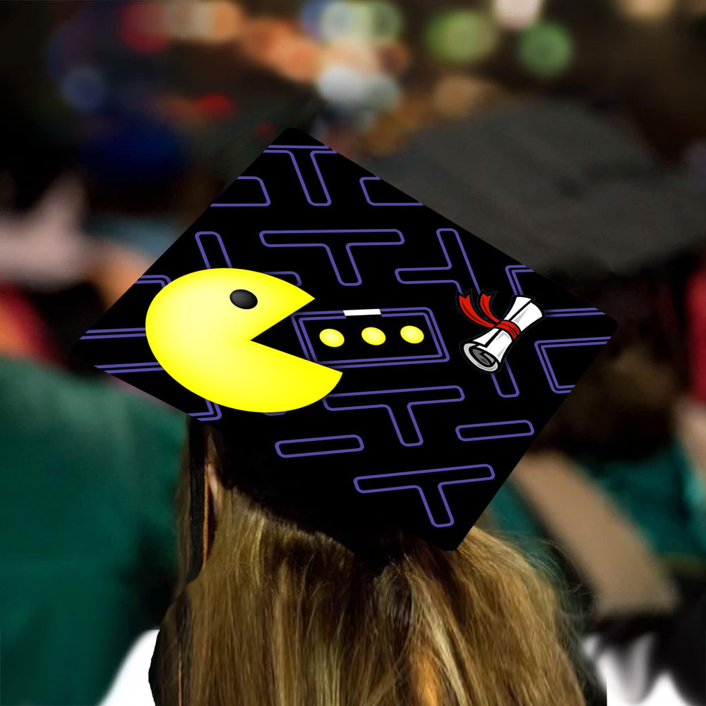 Pac Man Grad Cap Tassel Topper, Class of 2026, Graduation Gifts - Tassel Toppers - Professionally Decorated Grad Caps