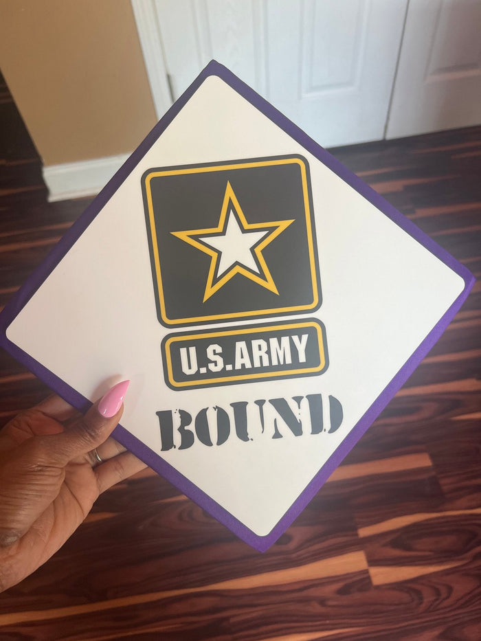 Hand holding US Army Bound topper
