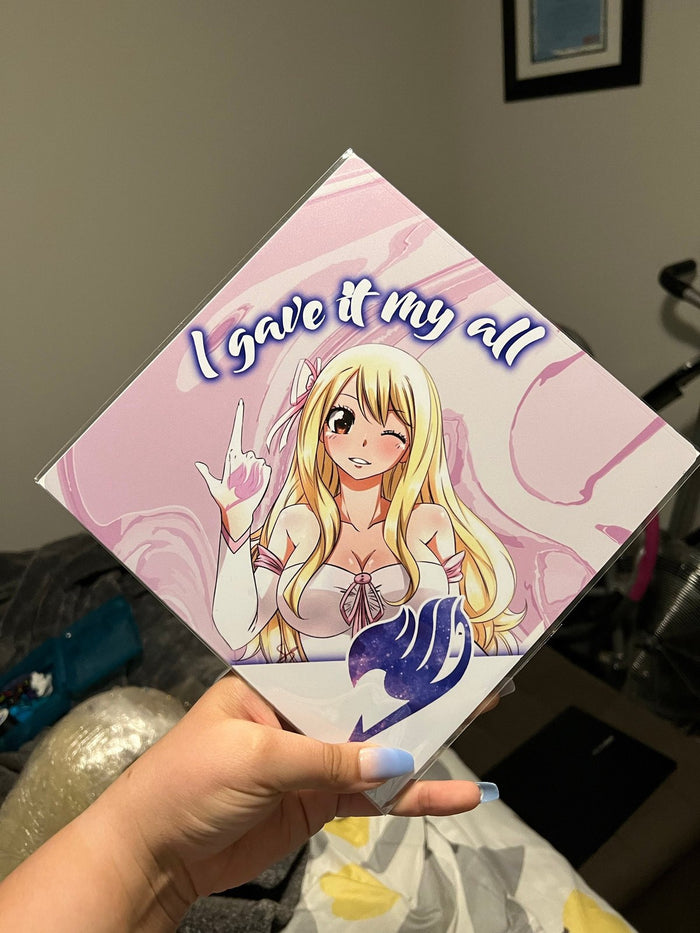 Hand holding Fairy Tail anime I Gave It My All topper