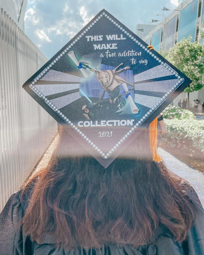 Graduate wearing Star Wars Collection cap