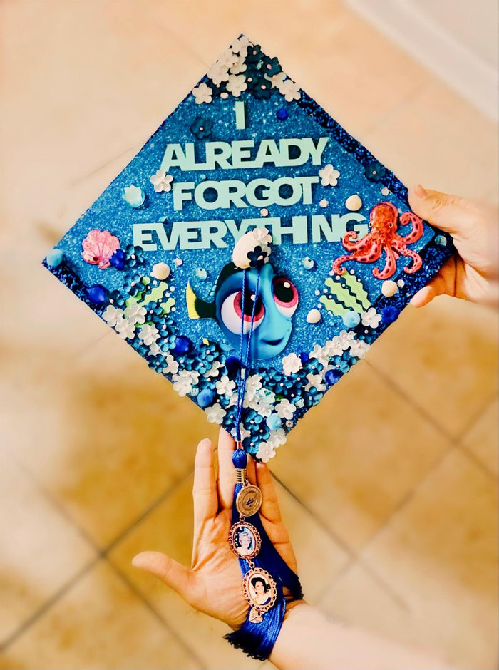 Hands holding Stitch Already Forgot Everything topper