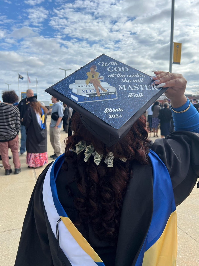 Graduate adjusting With God Master It All cap