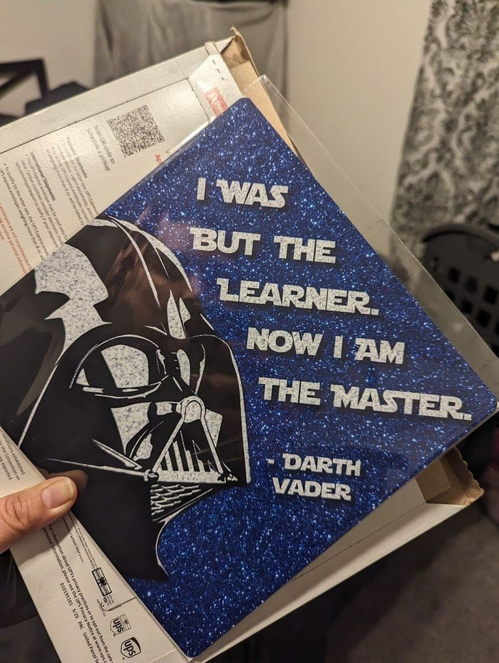 Hand holding Darth Vader Now I Am The Master topper