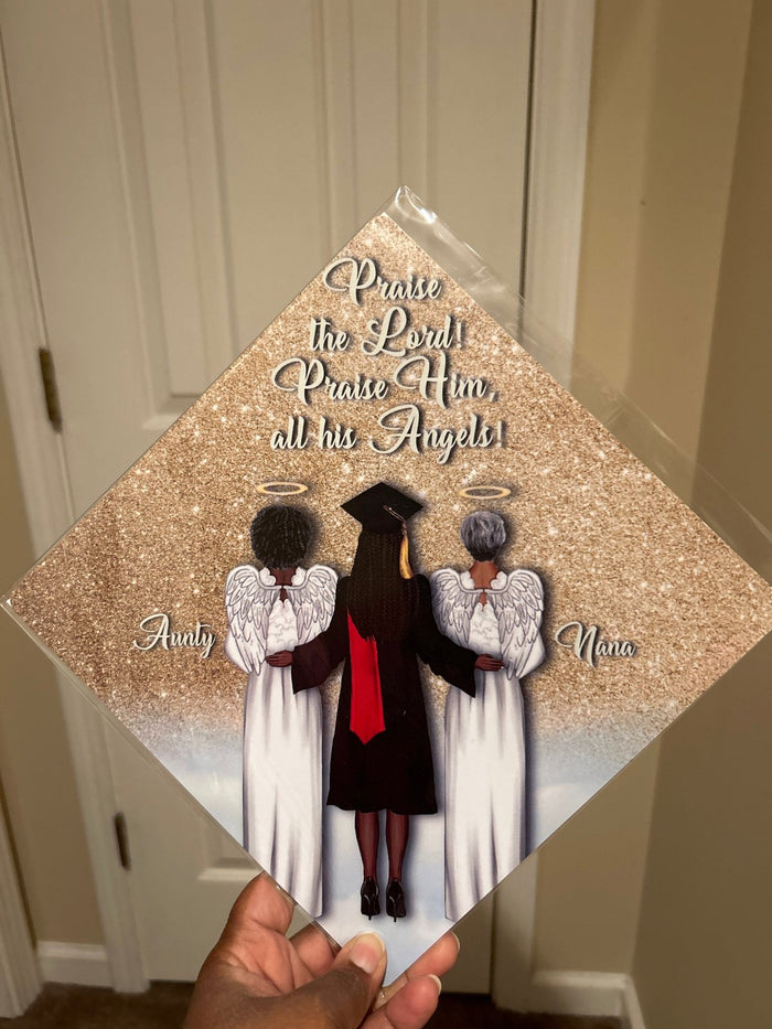 Hand holding Praise The Lord angels topper