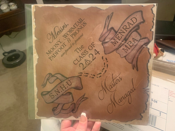 Hand holding Marauders Map Masters Managed topper