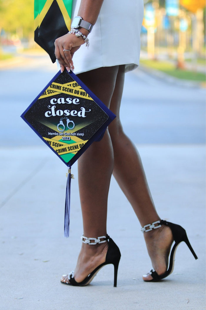 Woman holding Case Closed law topper