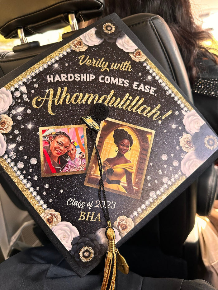 Alhamdulillah hardship comes ease cap on lap in car