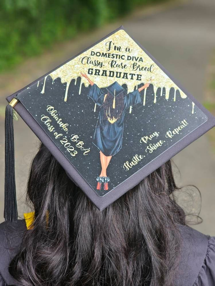 Graduate wearing Domestic Diva Classy Graduate cap