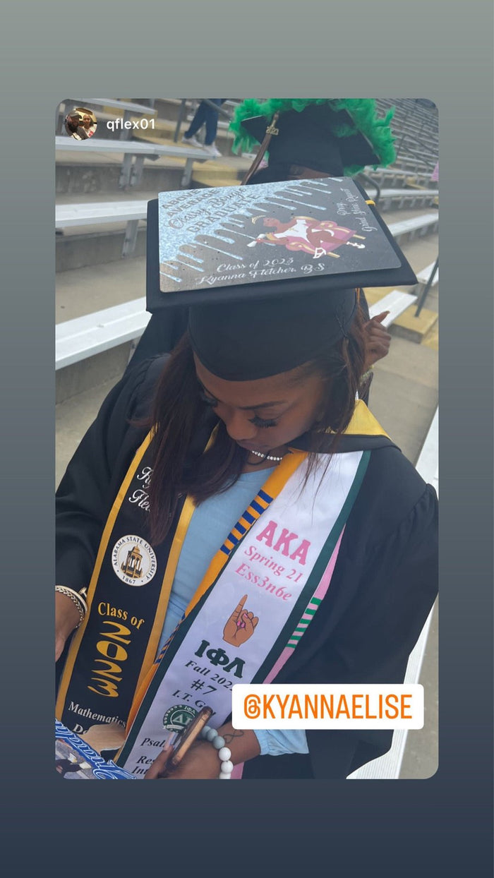 Graduate wearing decorated cap story photo