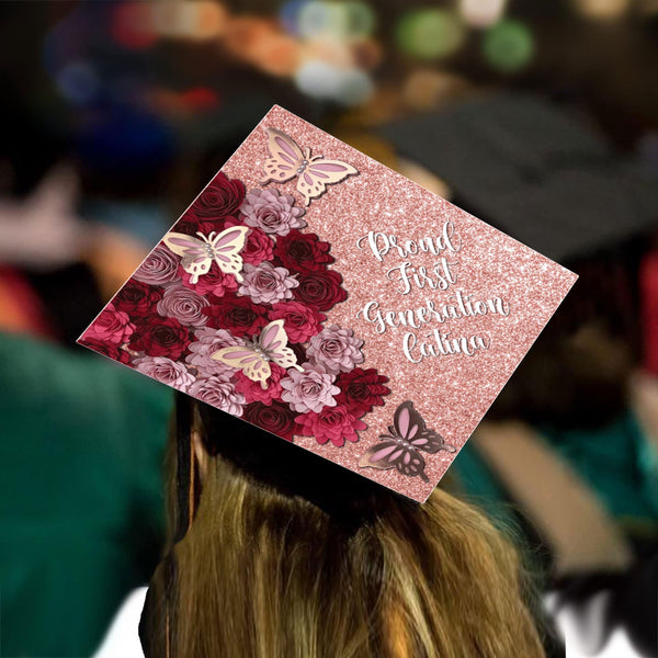 Proud First Generation Latina Grad Cap Topper, Class of 2026, Graduation Gifts - Tassel Toppers - Professionally Decorated Grad Caps