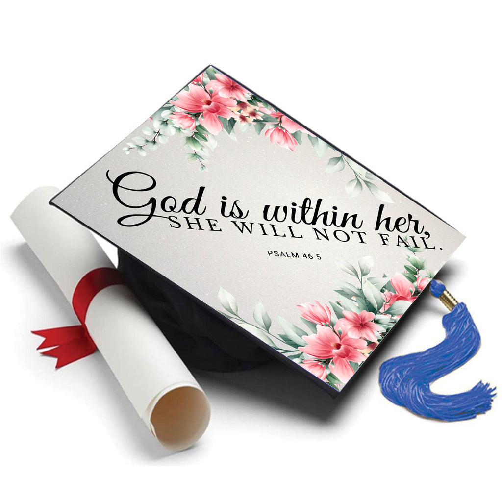Psalm 46:5 Grad Cap Tassel Topper, Class of 2026, Graduation Gifts - Tassel Toppers - Professionally Decorated Grad Caps