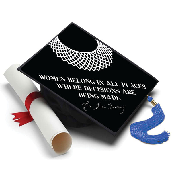 Ruth Bader Ginsburg Grad Cap Topper, Class of 2026, Graduation Gifts - Tassel Toppers - Professionally Decorated Grad Caps
