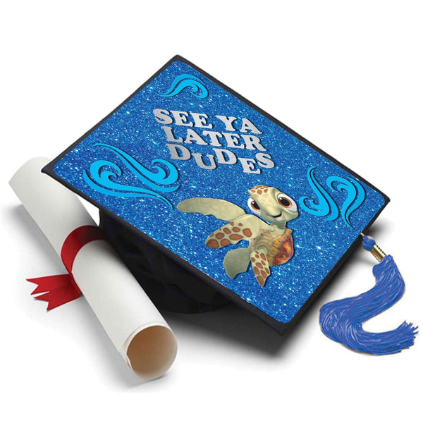See You Later Dudes Grad Cap Topper, Class of 2026, Graduation Gifts - Tassel Toppers - Professionally Decorated Grad Caps