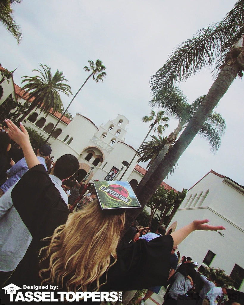 Clever Girl Grad Cap Tassel Topper, Class of 2026, Graduation Gifts - Tassel Toppers - Professionally Decorated Grad Caps