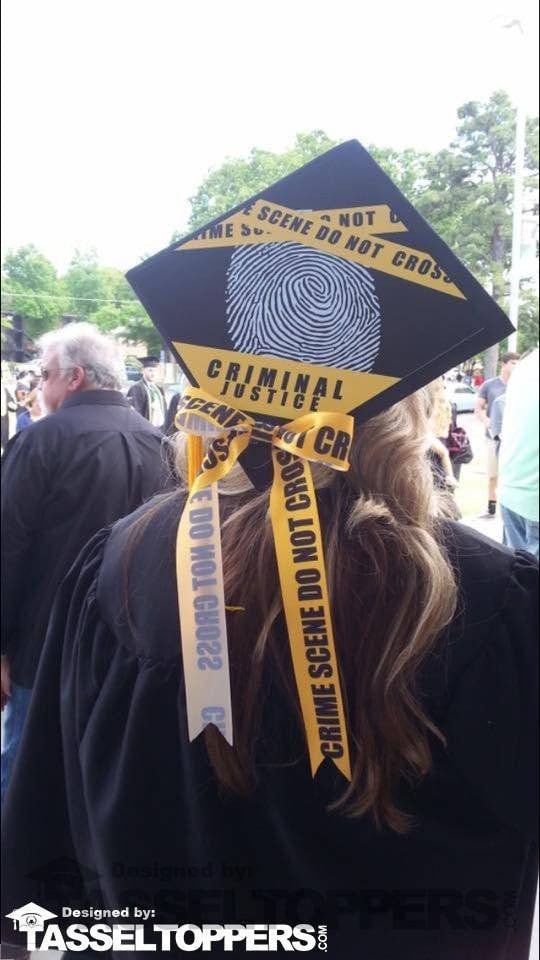 Criminal Justice Grad Cap Tassel Topper, Class of 2026, Graduation Gifts - Tassel Toppers - Professionally Decorated Grad Caps
