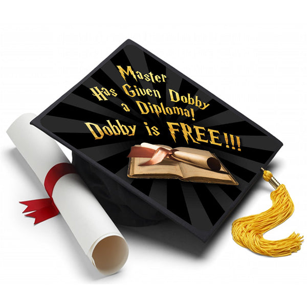 Dobby is Free - Harry Potter Grad Cap Tassel Topper - Tassel Toppers - Professionally Decorated Grad Caps