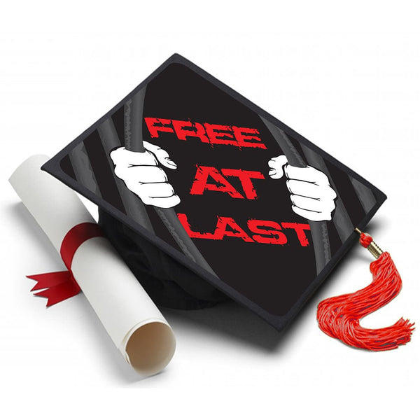Free At Last Grad Cap Tassel Topper, Class of 2026, Graduation Gifts - Tassel Toppers - Professionally Decorated Grad Caps