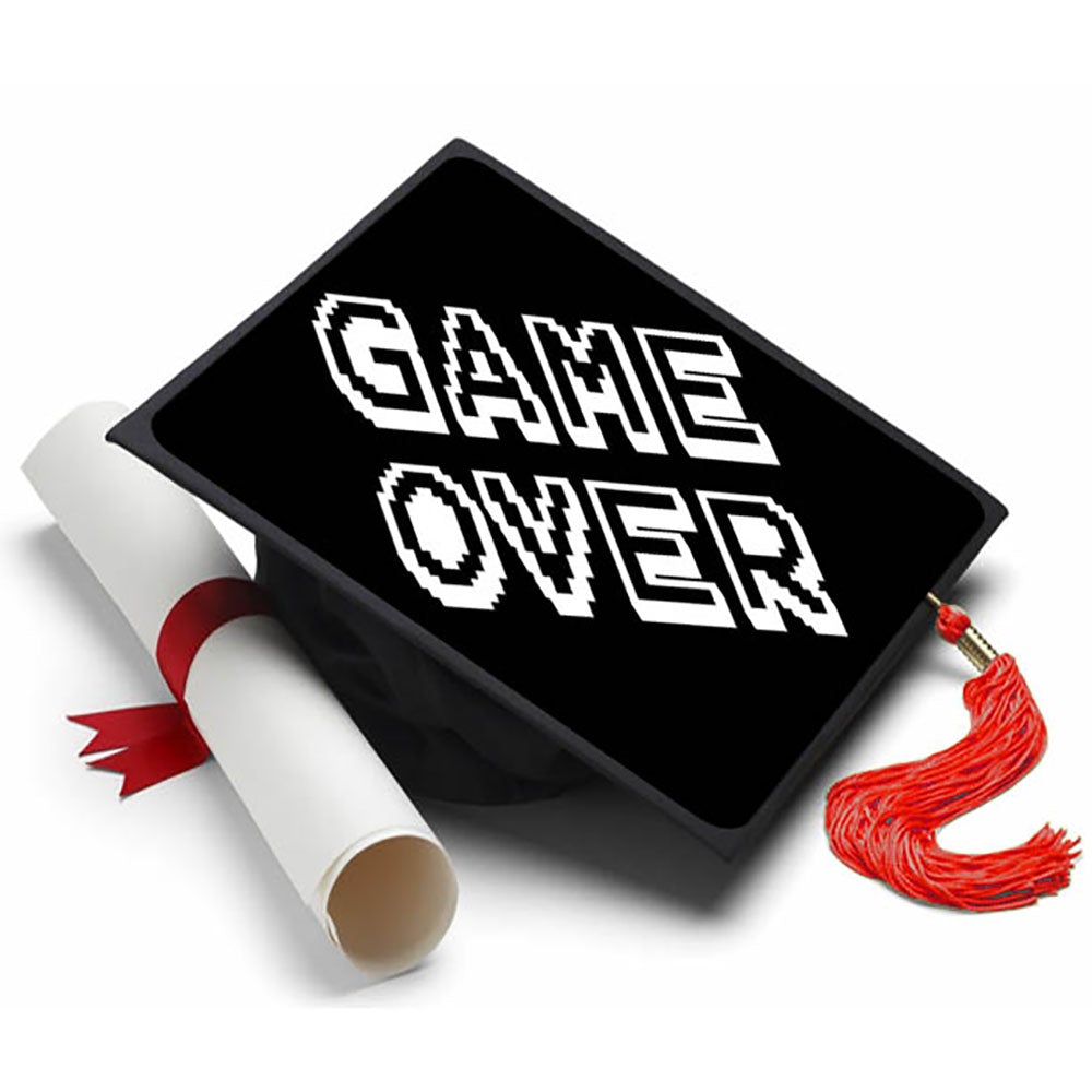 Game Over Grad Cap Tassel Topper, Class of 2026, Graduation Gifts - Tassel Toppers - Professionally Decorated Grad Caps