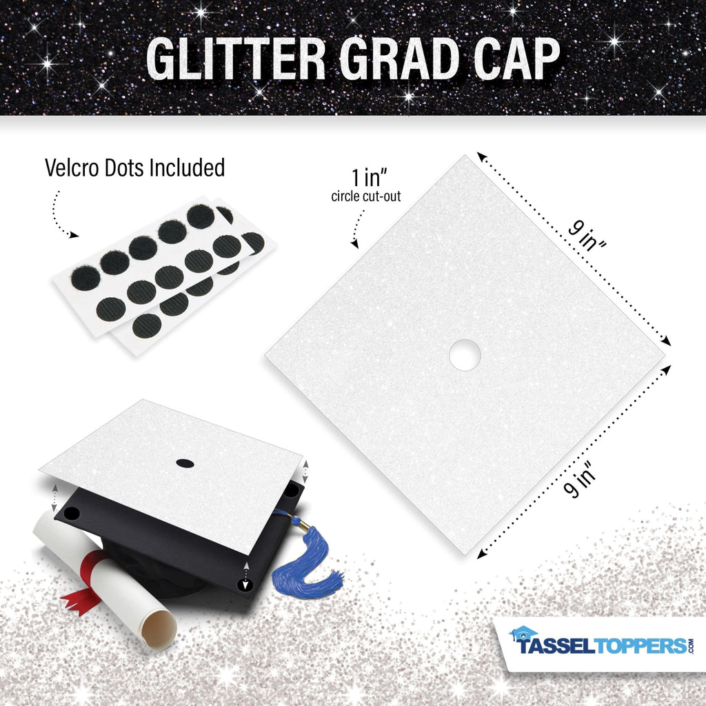 Glitter Heavyweight Premium Construction Card Stock for Grad Caps, 5 Sheets, DIY Grad Cap Decorations, Class of 2026, Graduation Gifts - Tassel Toppers - Professionally Decorated Grad Caps