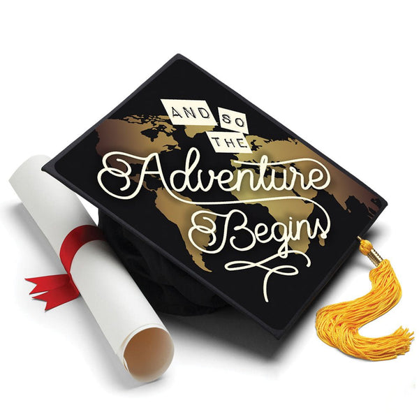 Graduation Cap Topper ™ - Adventure Begins - Tassel Topper, Class of 2026, Graduation Gifts - Tassel Toppers - Professionally Decorated Grad Caps