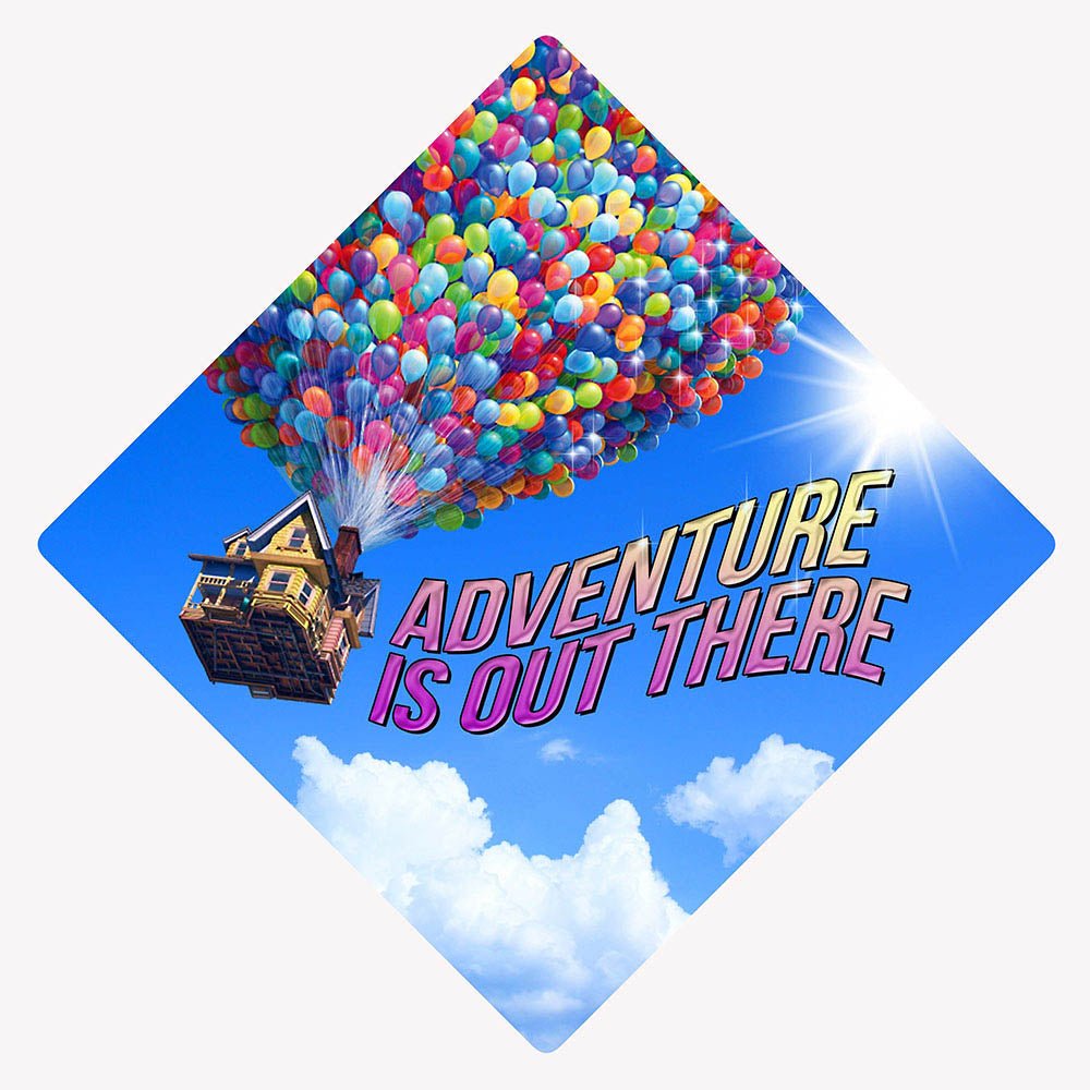 Graduation Cap Topper ™ - Adventure Is Out There - Up - Tassel Topper, Class of 2026, Graduation Gifts - Tassel Toppers - Professionally Decorated Grad Caps