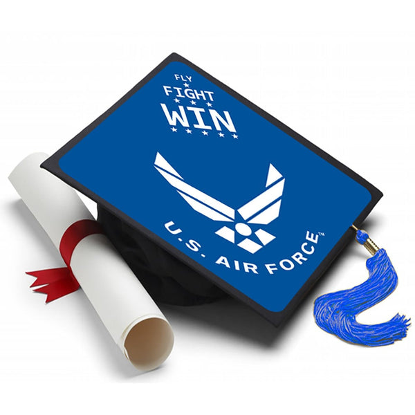Graduation Cap Topper  ™ - Air Force Fly Fight Win - Tassel Topper - Tassel Toppers - Professionally Decorated Grad Caps