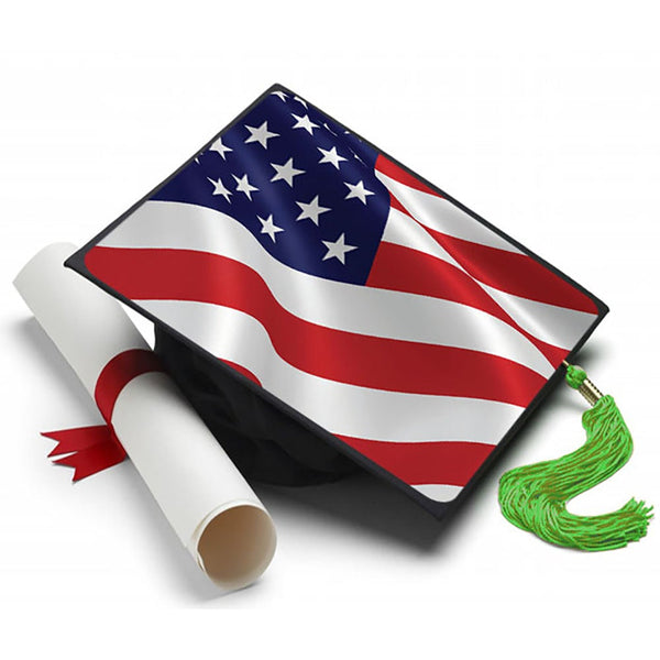Graduation Cap Topper ™ - American Flag - Tassel Topper, Class of 2026, Graduation Gifts - Tassel Toppers - Professionally Decorated Grad Caps