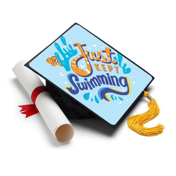 Just Kept Swimming Grad Cap Tassel Topper, Class of 2026, Graduation Gifts - Tassel Toppers - Professionally Decorated Grad Caps