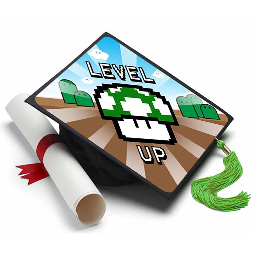 Level Up Grad Cap Tassel Topper - Tassel Toppers - Professionally Decorated Grad Caps