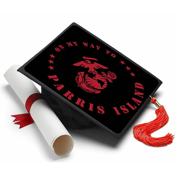 Marines - Parris Island Grad Cap Tassel Topper - Tassel Toppers - Professionally Decorated Grad Caps