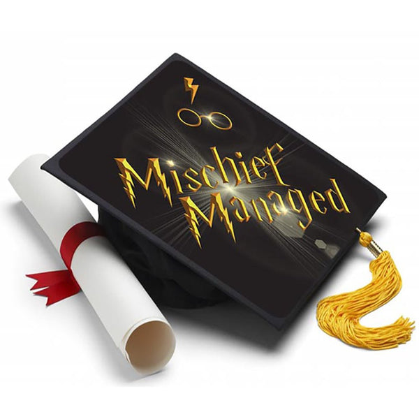 Mischief Managed Grad Cap Tassel Topper, Class of 2026, Graduation Gifts - Tassel Toppers - Professionally Decorated Grad Caps