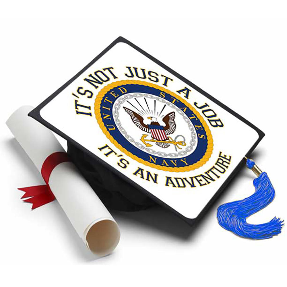 Navy - Not Just A Job Grad Cap Tassel Topper - Tassel Toppers - Professionally Decorated Grad Caps