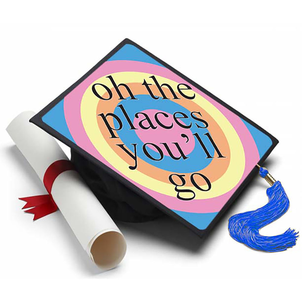 Oh The Places You'll Go Grad Cap Tassel Topper - Tassel Toppers - Professionally Decorated Grad Caps